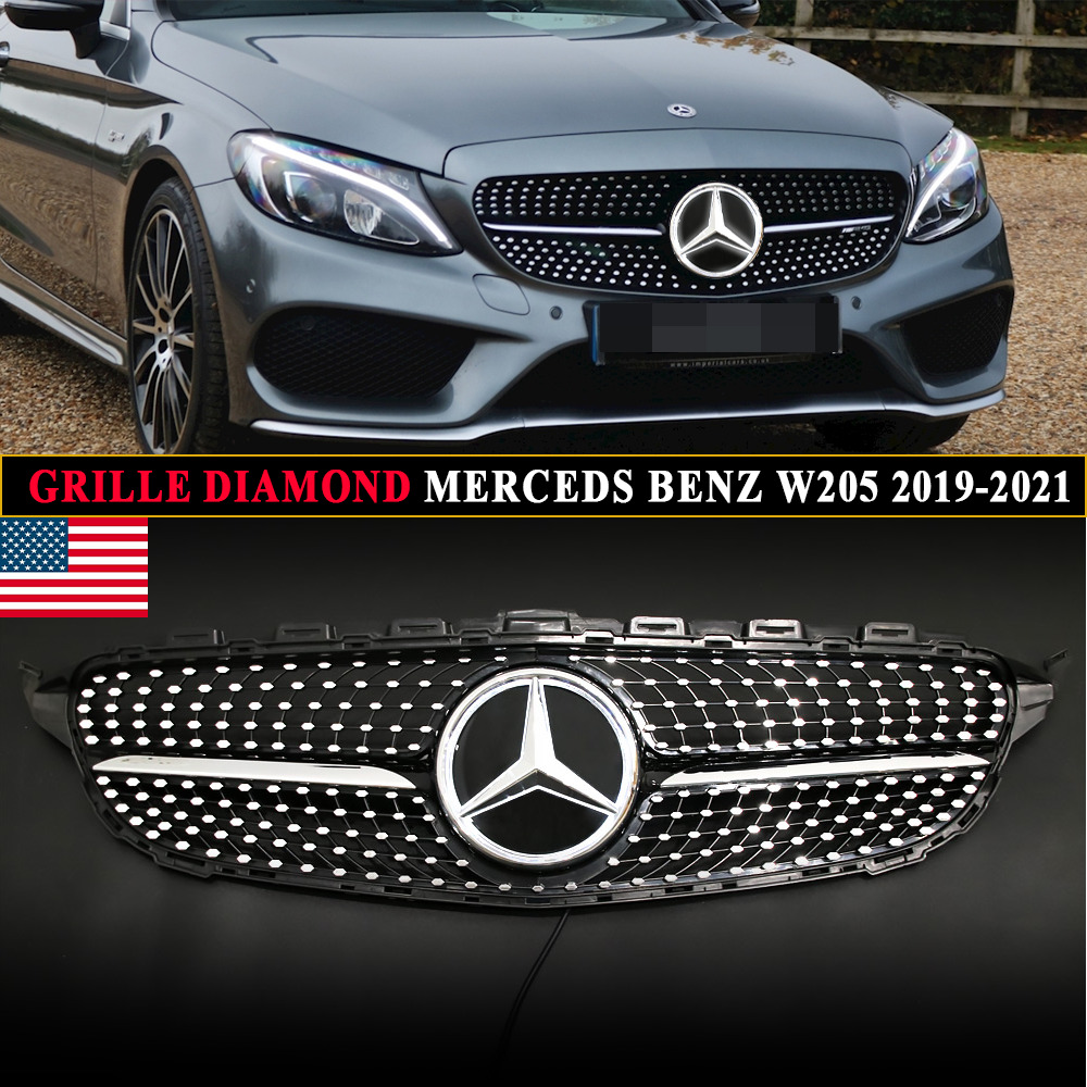 Diamond Grill  &Led Mirror Star For Mercedes Benz W205 C300 C43 AMG 2019-2021