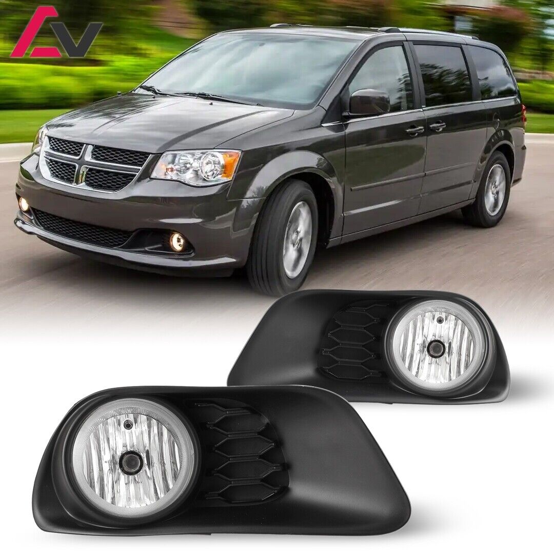 2011-2020 For Dodge Grand Caravan Clear Lens Pair Fog Lights Lamp+Wiring+Switch