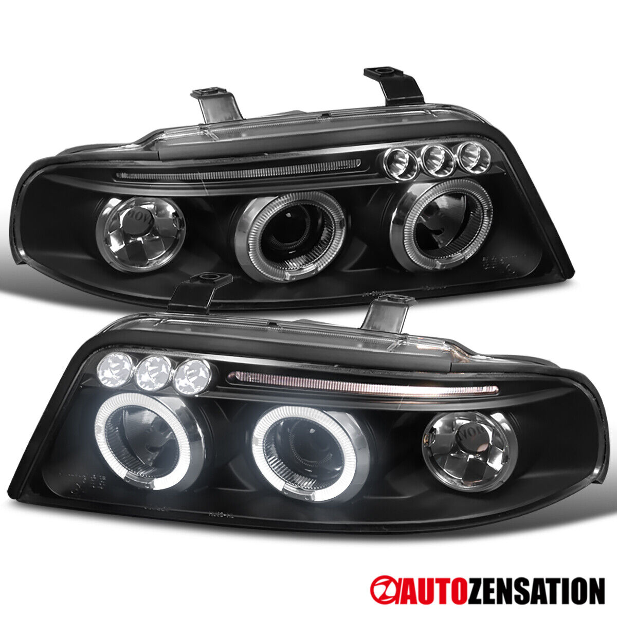 For 1999-2001 Audi A4 S4 B5 Black LED Halo Projector Headlights Lamps Left+Right