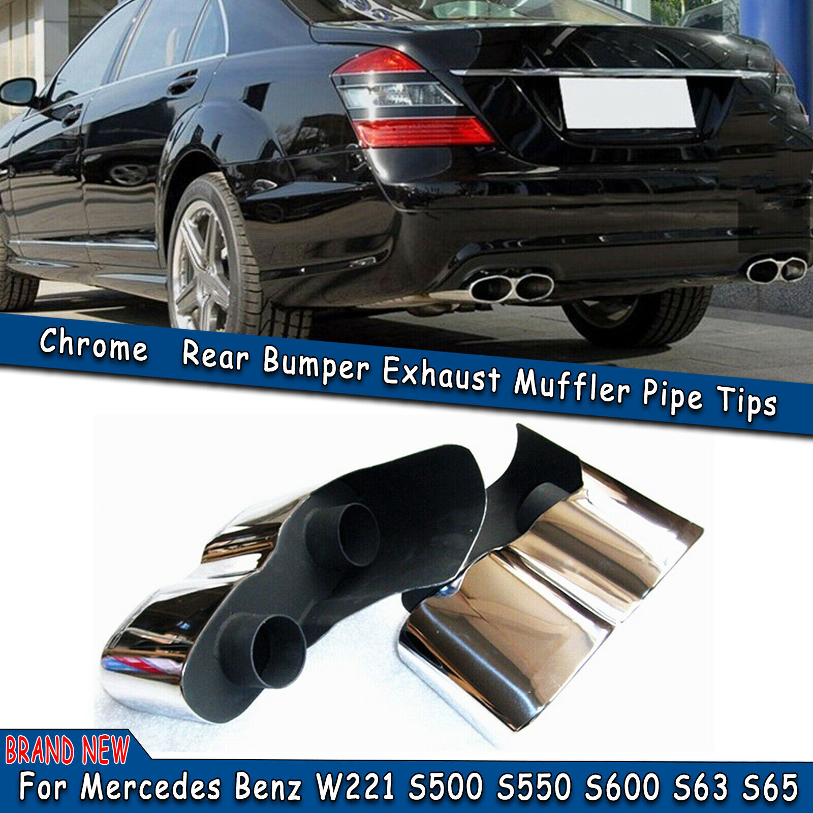 Muffler Exhaust  Tip Tail Pipe For Mercedes BENZ W221 S500 S550 S600 S63 S65