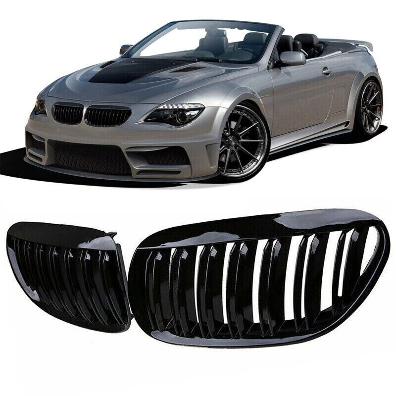 Glossy Black Front Kidney Grille Grill For BMW E63 Coupe M6 E64 Cabrio