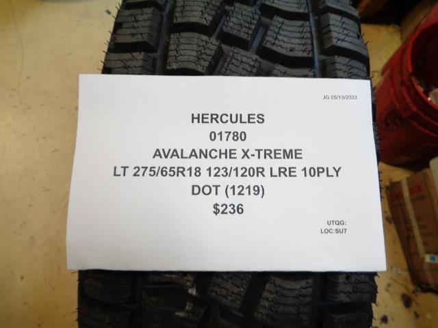HERCULES AVALANCHE X-TREME LT 275 65 18 123/120R LRE 10PLY SNOW TIRE 01780 BQ3