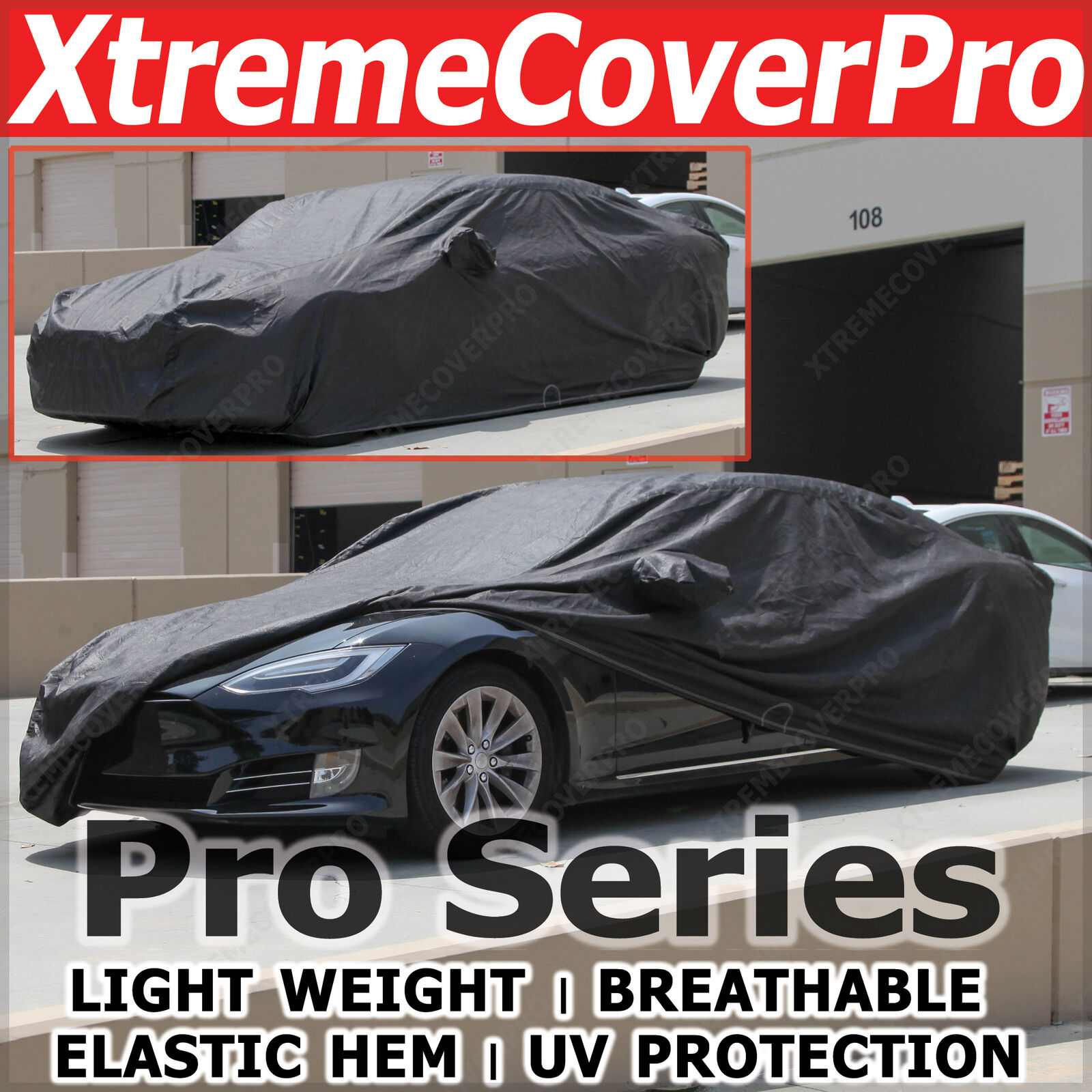 2015 TESLA MODEL S Breathable Car Cover w/Mirror Pockets - Black