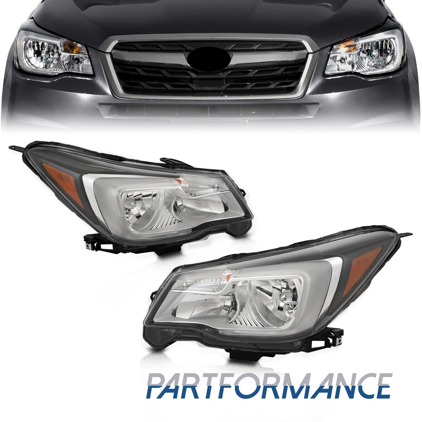 For 2017-2018 Subaru Forester Factory Halogen Headlights Left+Right Side W/Bulb