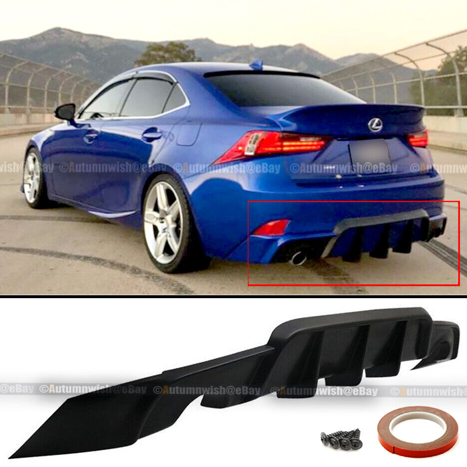 Fit 14-16 IS200t IS250 IS350 W WD AW Style PU Rear Bumper Diffuser Lip Shark Fin