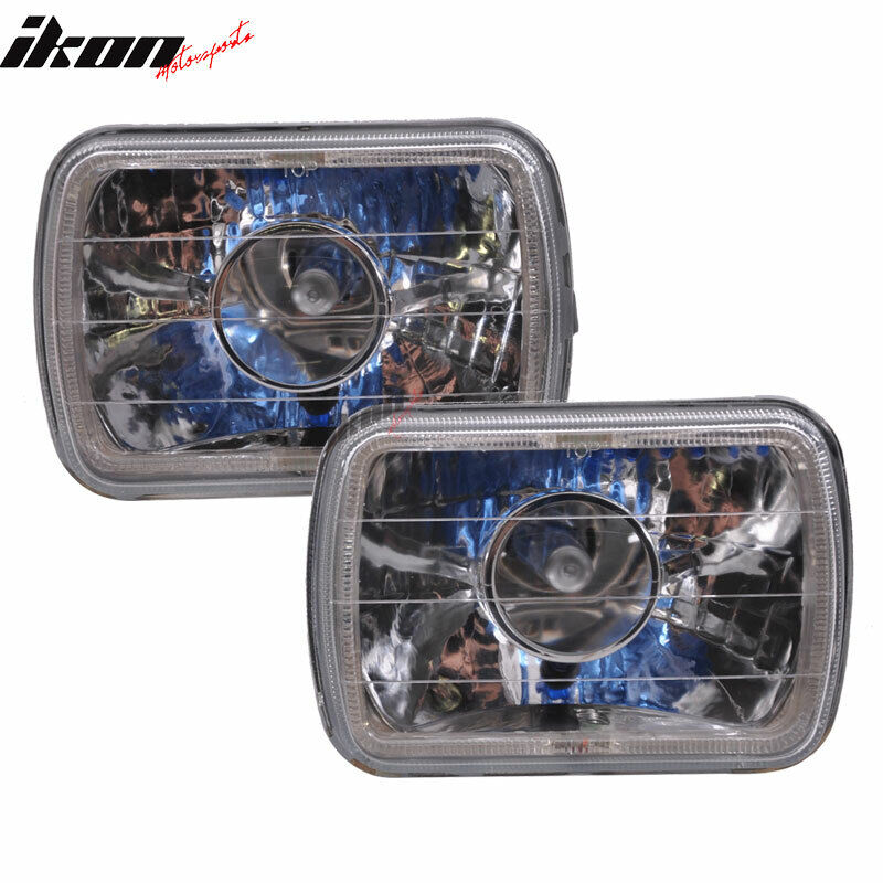 7X6 H4 White Halo Projector Headlight H6014 H6052 H6054 Clear Housing