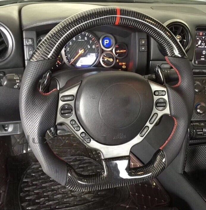 for Nissan Skyline GT-R R35 2009-2016 Carbon fiber Steering wheel Frame + Cover