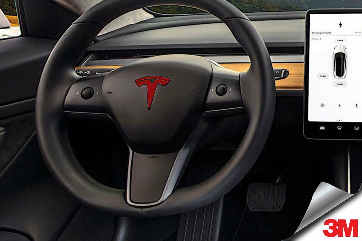Tesla Model 3 & Y Steering Wheel Decal 2-pack: Genuine 3M Vinyl Decal