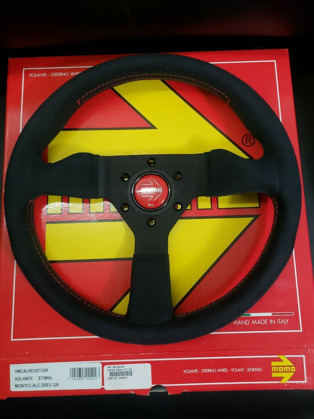 MOMO Monte Carlo 320mm Alcantara Red Stitch steering wheel
