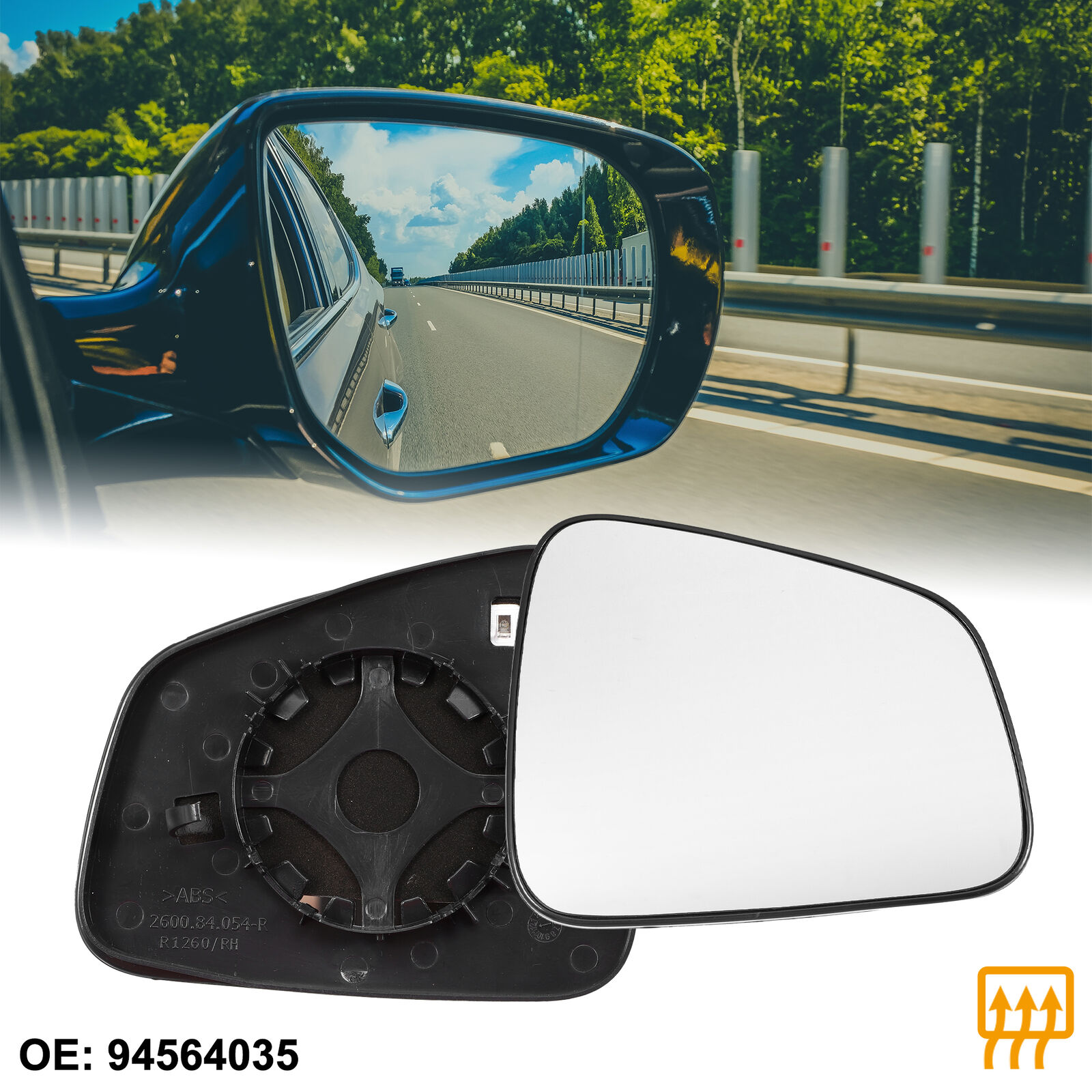 Rearview Passenger Side Heated Mirror Glass w/ Back for Chevrolet Trax TRACKER