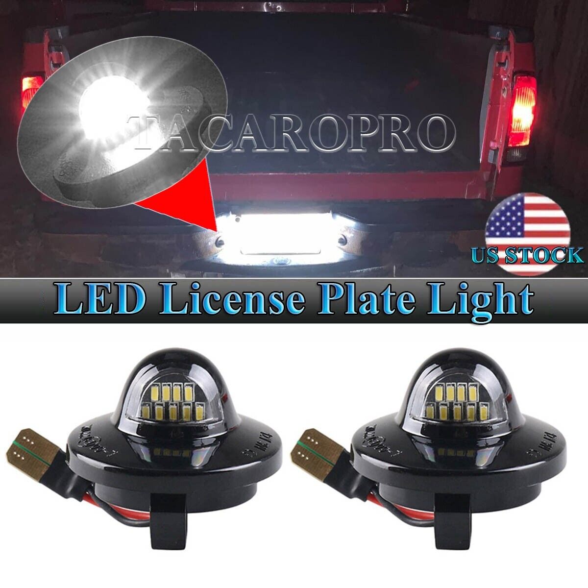 A Pair LED License Plate Light Lamp Assembly For Ford F150 F250 F350 Replacement
