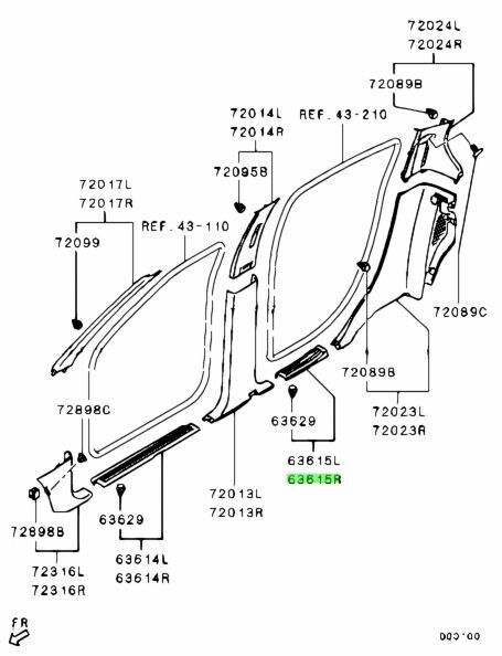 Mitsubishi L200 Triton Door Step Scuff Plate Rear Right MN123962HA Genuine OEM