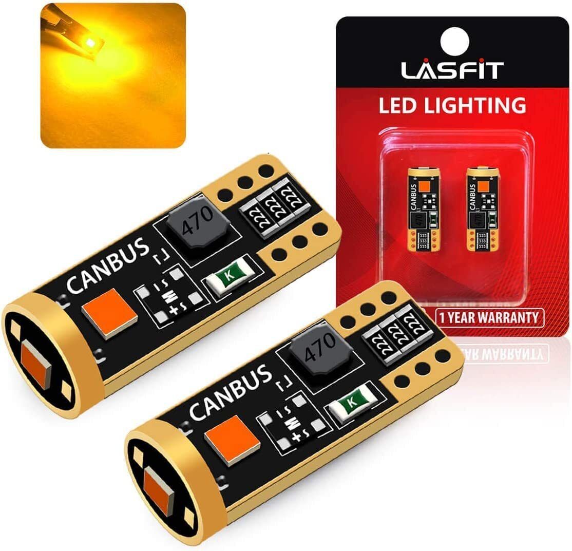LASFIT 168 194 192 2825 T10 LED Side Marker Light Bulbs Amber Canbus Error Free