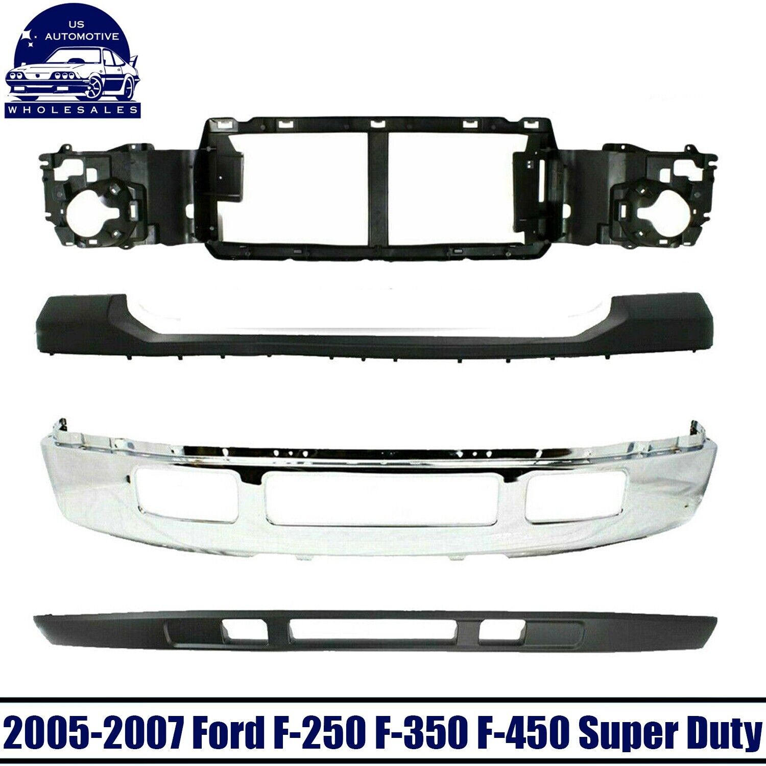 New Front Header Panel + Bumper Kit For 2005-2007 Ford F-250 F-350 Super Duty