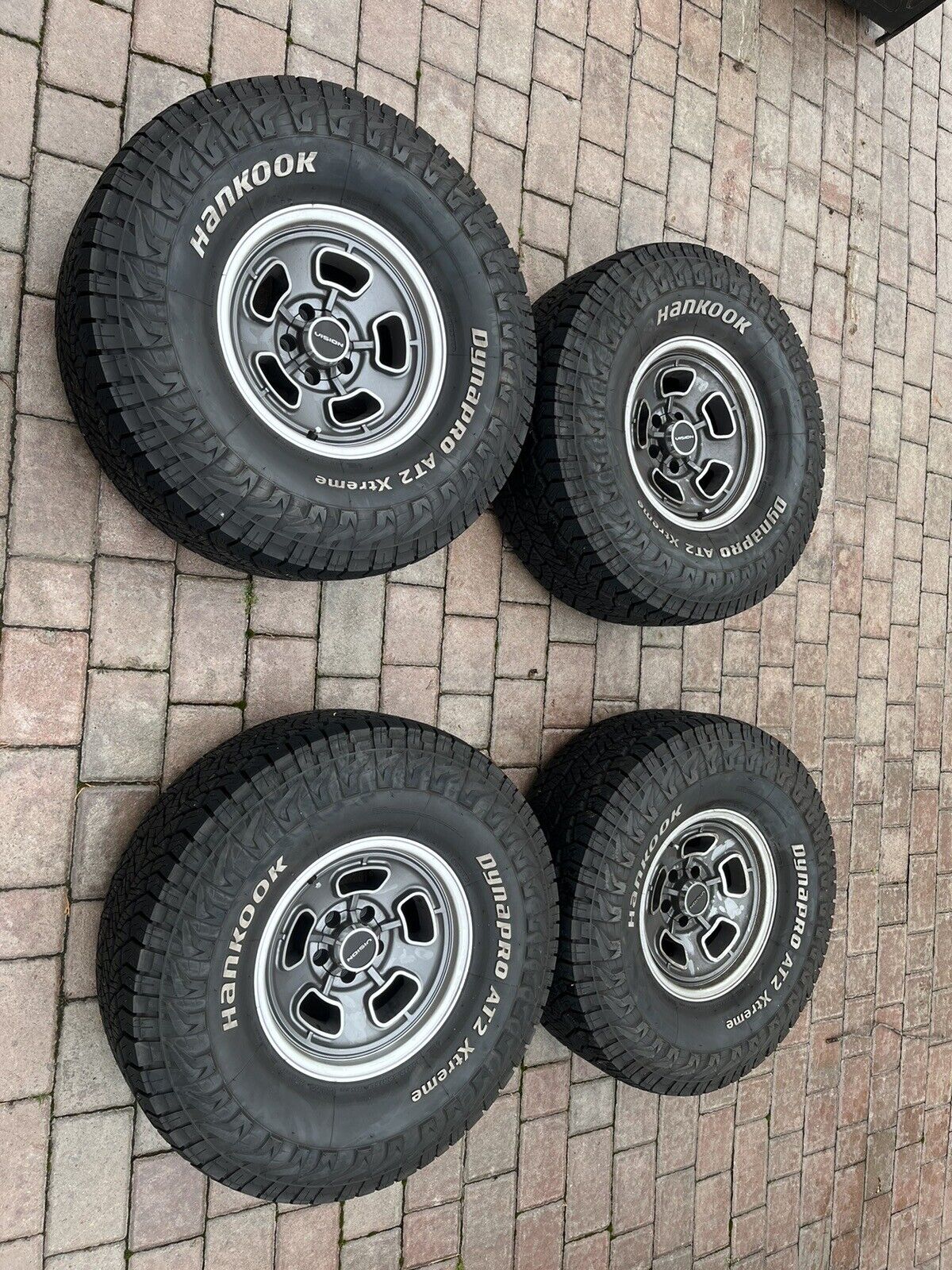 Vision wheels15x8/5x114.3 & 33”x12.5 Hankook At2 Tires