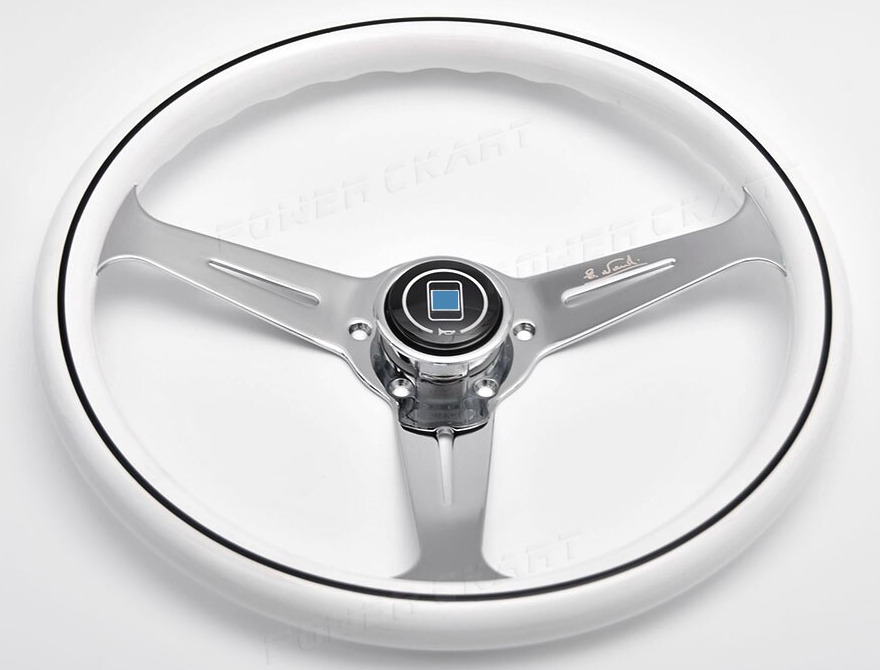 White Nardi style Steering Wheel chrome or black spokes and nardi horn button