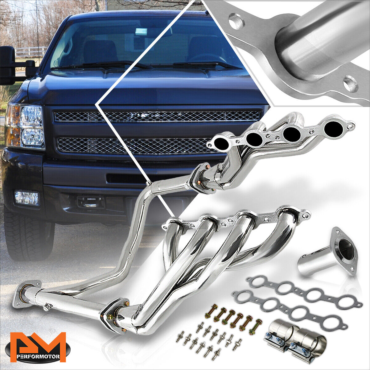 For 06-14 Chevy/GMC GMT900 4.8/5.3/6.0 Stainless Steel Long Tube Exhaust Header