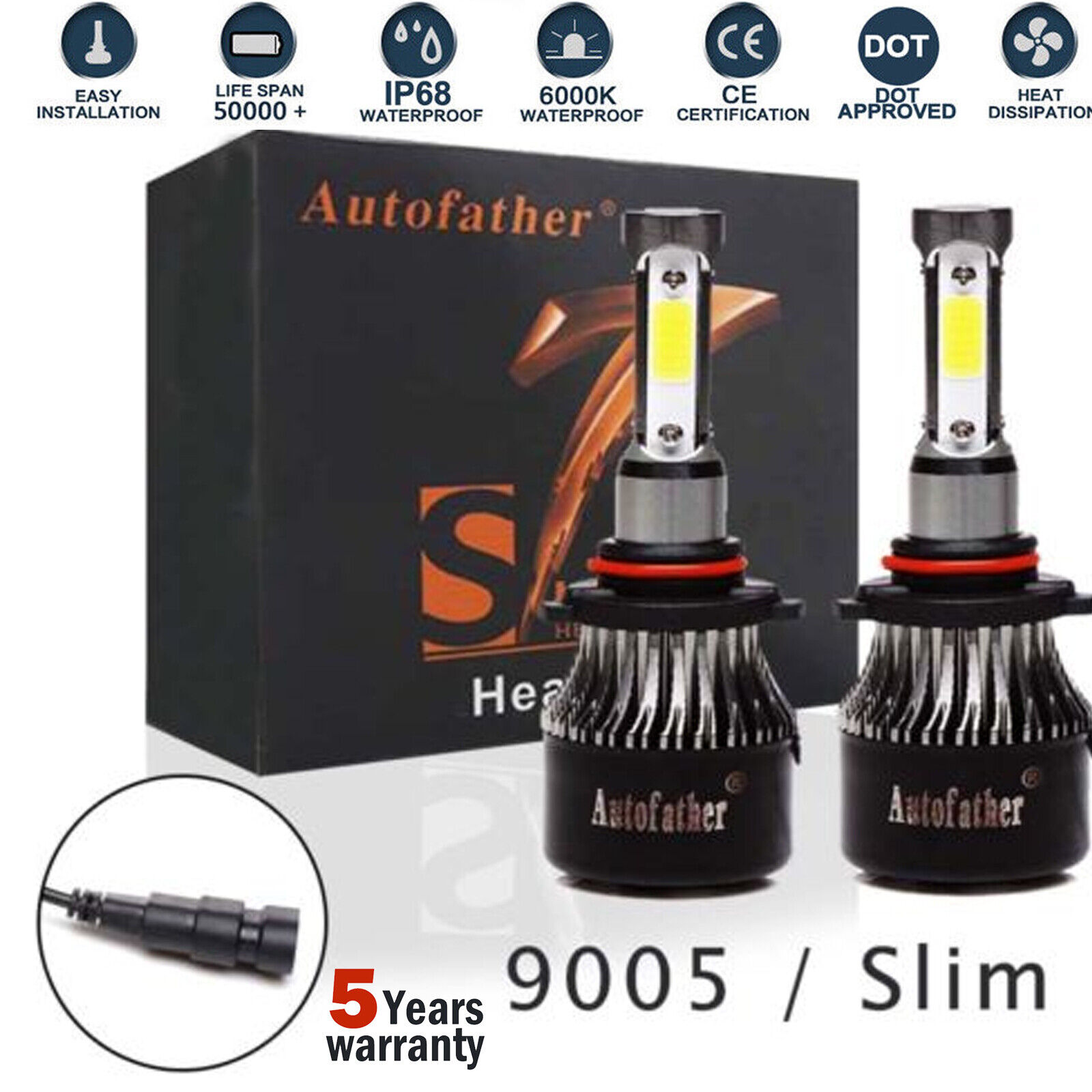 2023 4-Side LED Headlight Kit 9005 HB3 2000W 300000LM 6000K High Beam White Bulb
