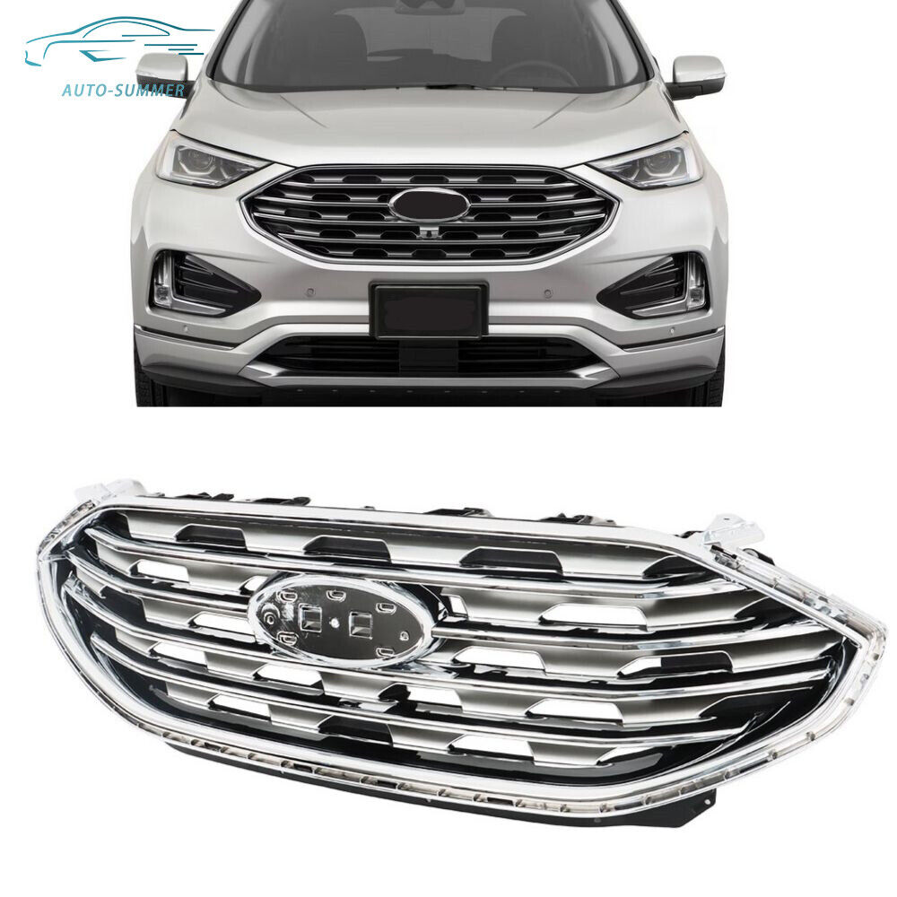 For 2019 2020 2021 2022 Ford Edge Front Upper Bumper Grille Chrome Silver Grill