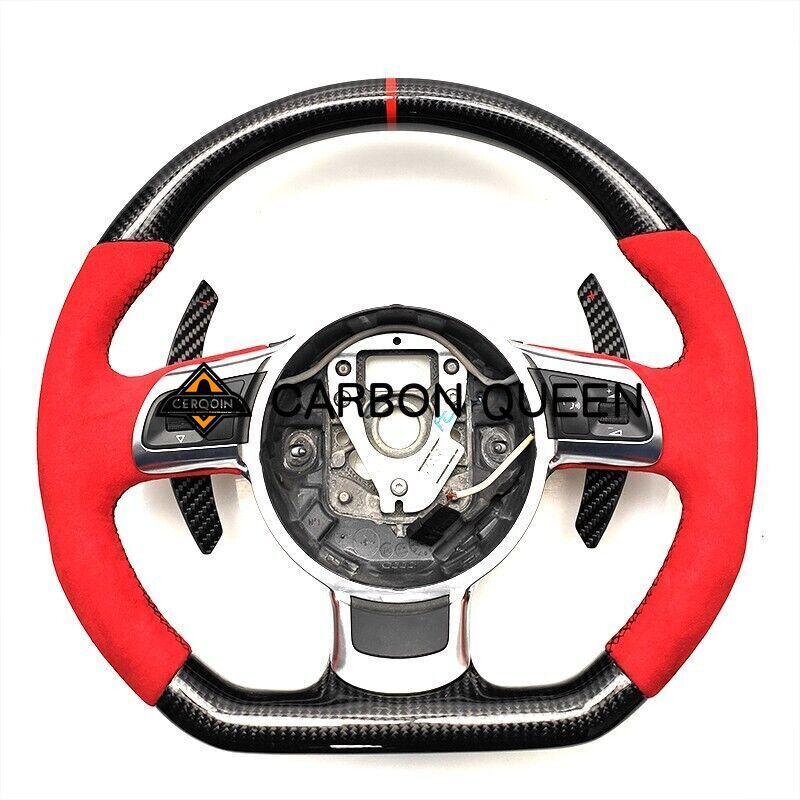 REAL CARBON FIBER Steering Wheel FOR Audi TT TTRS R8 2008-2015 OEM W/PADDLES