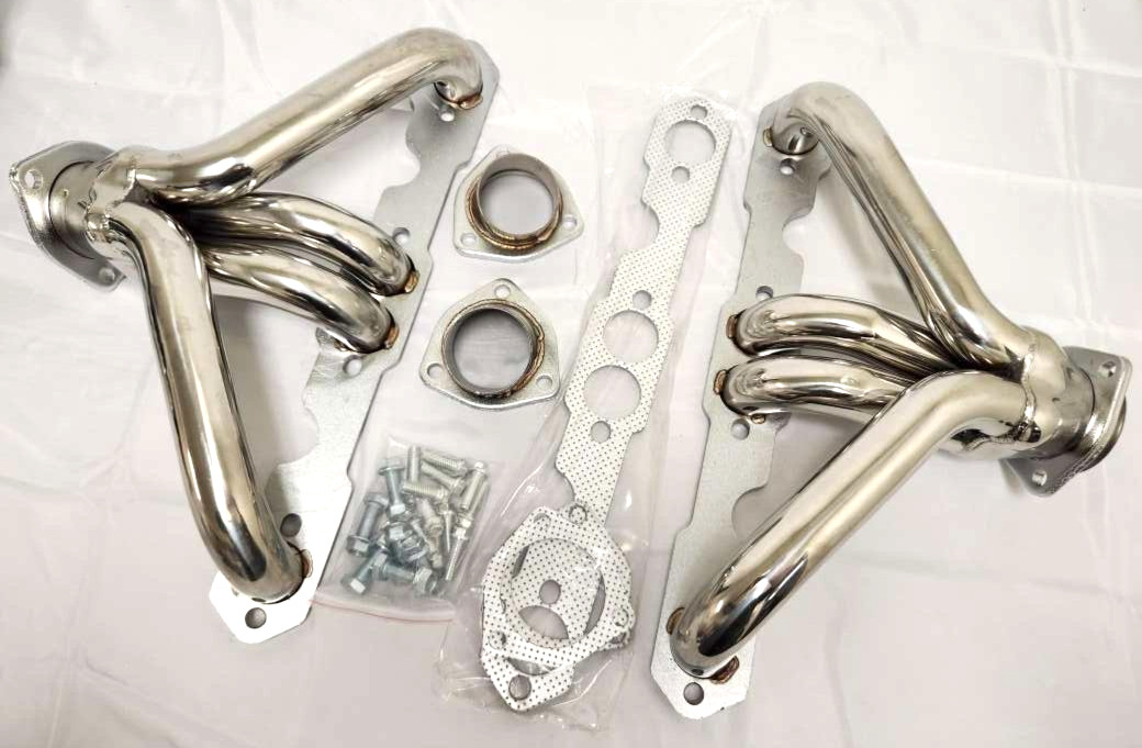 Small Block Chevy Stainless Steel Tight Fit Exhaust Headers Angle Plug Heads SBC