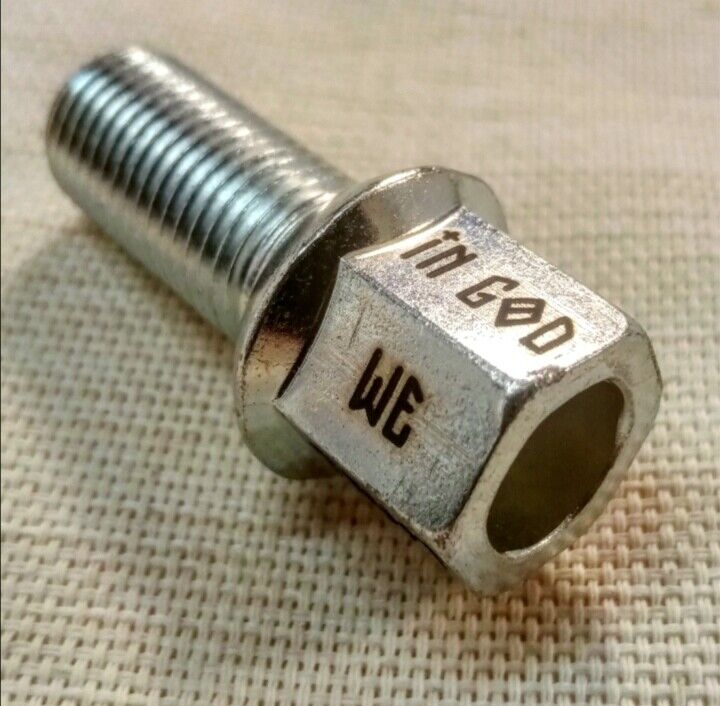 Wheel bolt with protective phrase IN GOD WE TRUST  , Gift 1000 % exclusive.