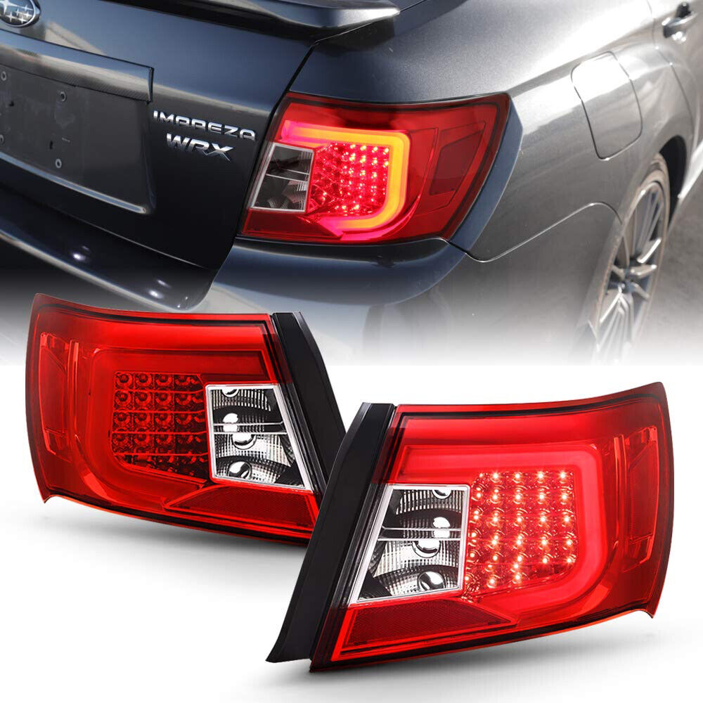 For 08-14 Subaru Impreza/WRX Sedan <RED CLEAR> LED Light Tube Tail Brake Lamp