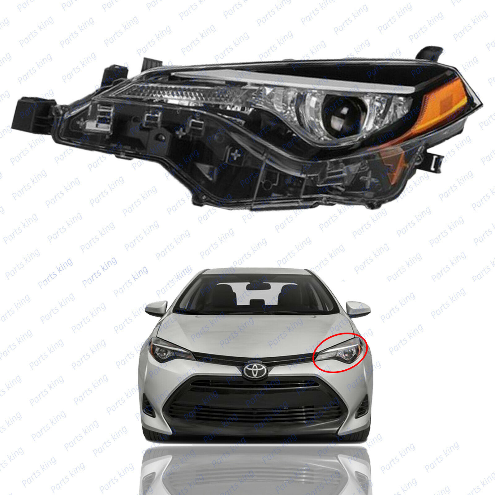 For 2017 2018 2019 Toyota Corolla LE CE Headlight Assembly w/ LED Driver Left  