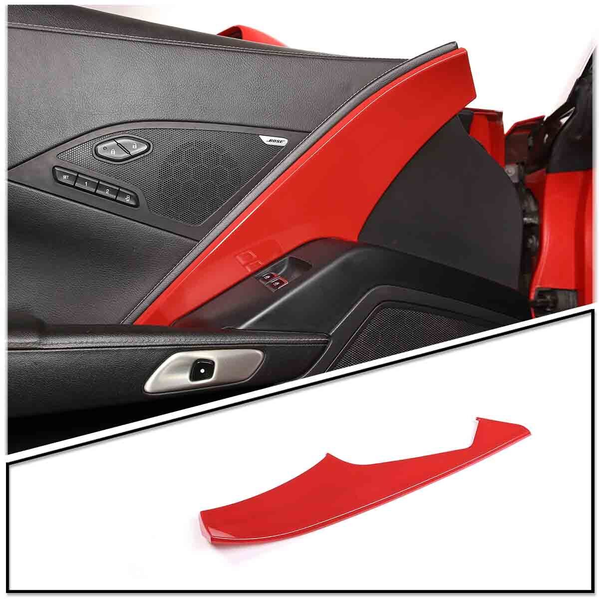 ABS  Car Driver Door Panel Cover Red Decorate Trim For Corvette C7 Z06 2014-2019