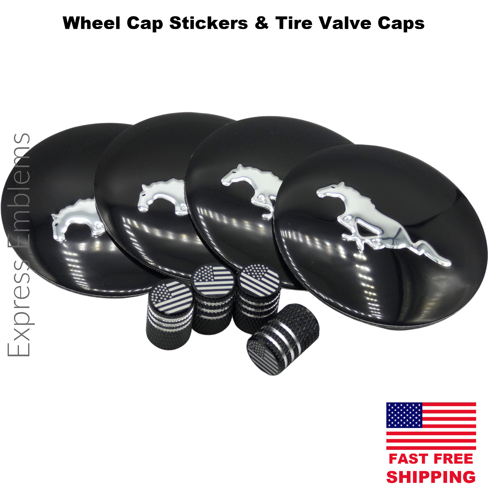 4 Ford Mustang Wheel Cap Hub Sticker Decals 2.20\
