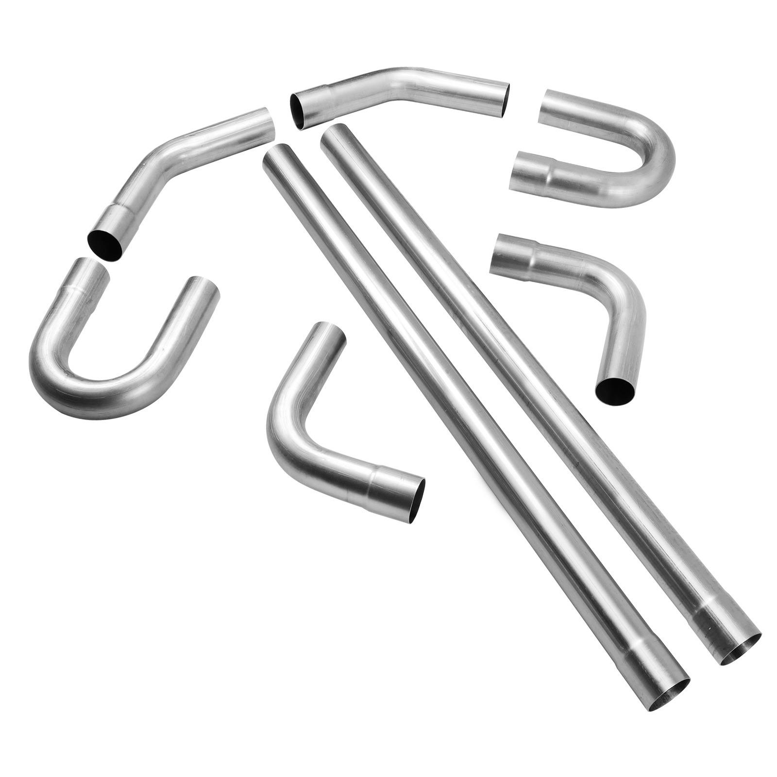 8 PCS 2.25” Custom Exhaust Tubing Mandrel Bend Pipe Straight U Bend 90° Kit