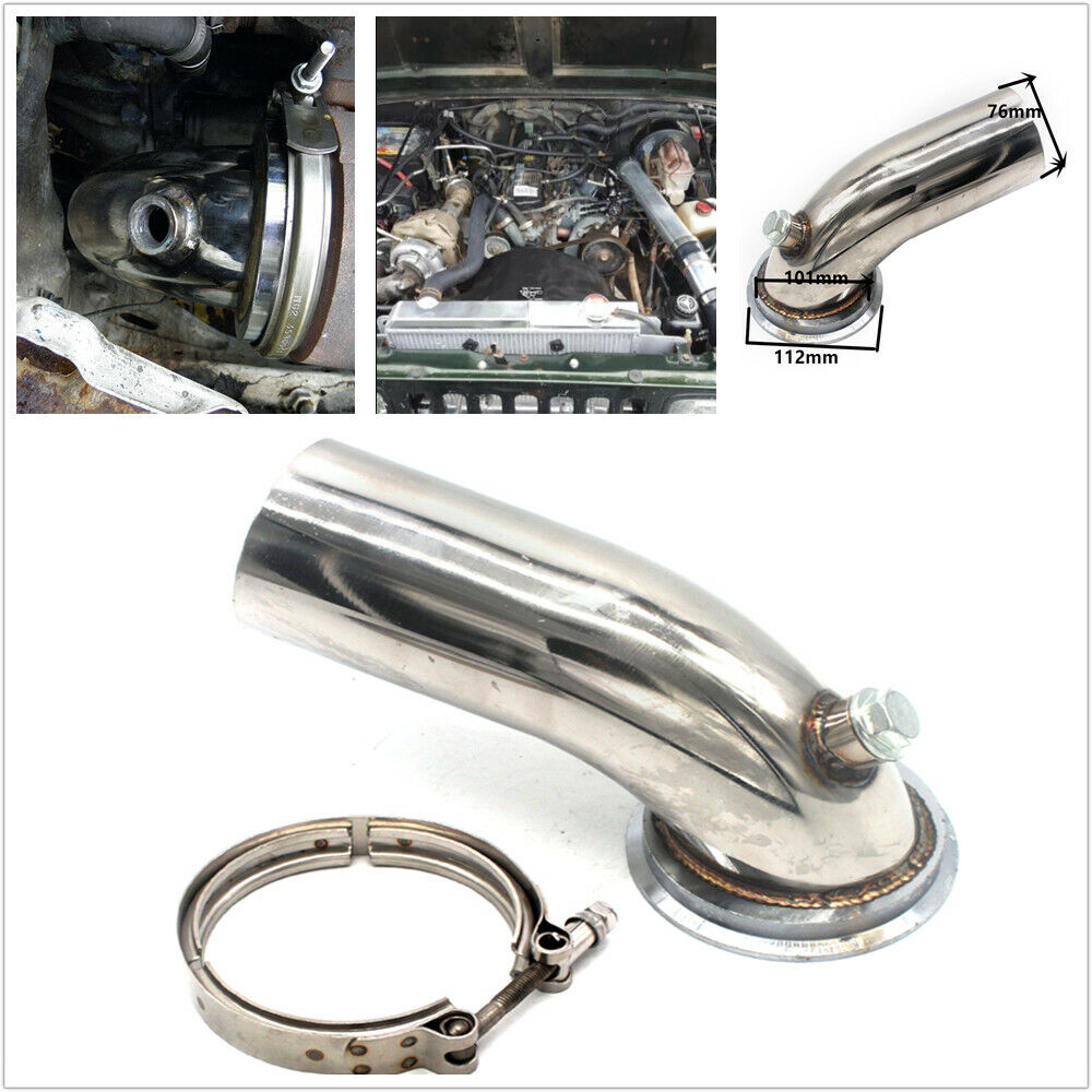 3\'\' Stainless Downpipe Elbow w/ V-band Adapter Flange Clamp For Turbo HY35 HE351