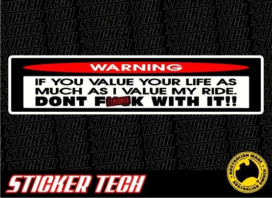 WARNING DONT TOUCH MY RIDE STICKER DECAL 4 HARLEY DAVIDSON SOFTAIL SPORTSTER 