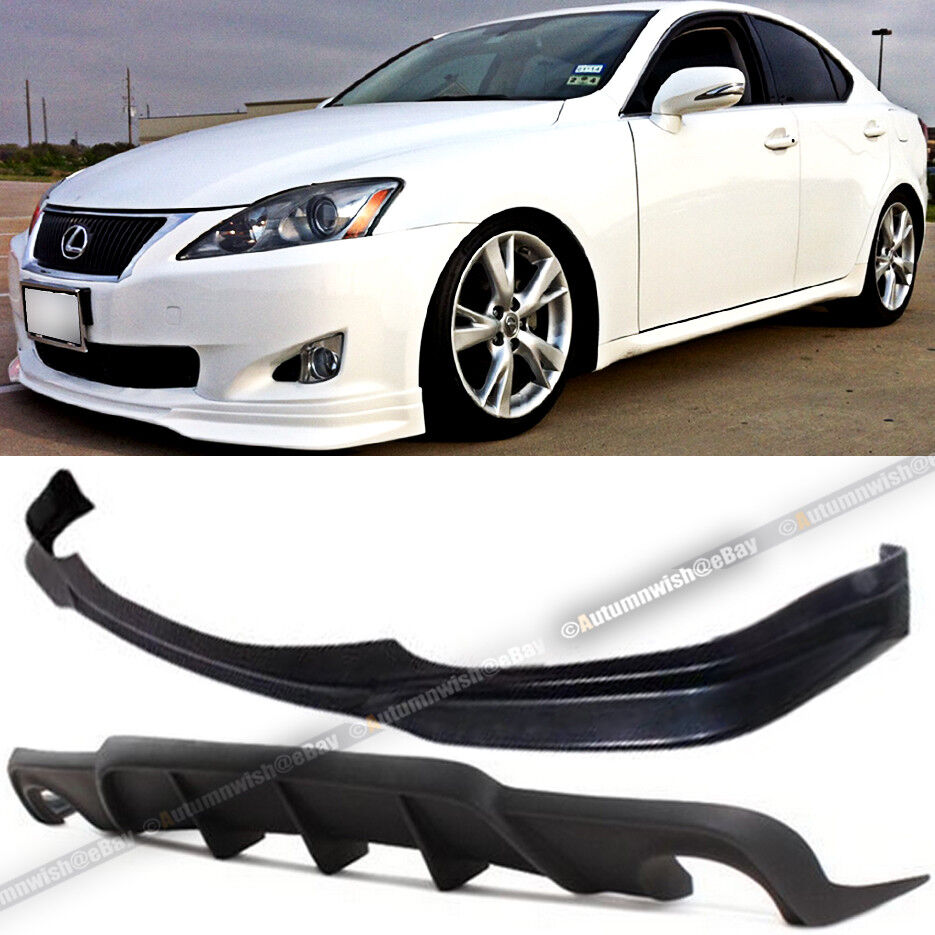For 09 10 IS250 IS350 F Sport Style PU Front Lip & Rear Diffuser Bumper Body Kit