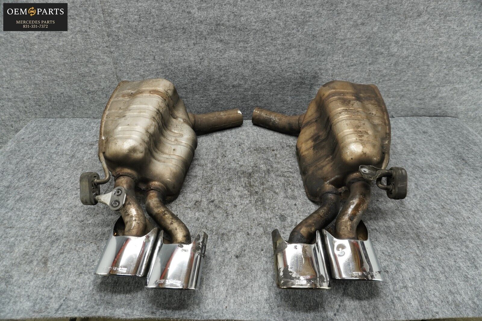 Mercedes W219 CLS55 AMG Exhaust Mufflers Dual Tips Left & Right Side Set OEM