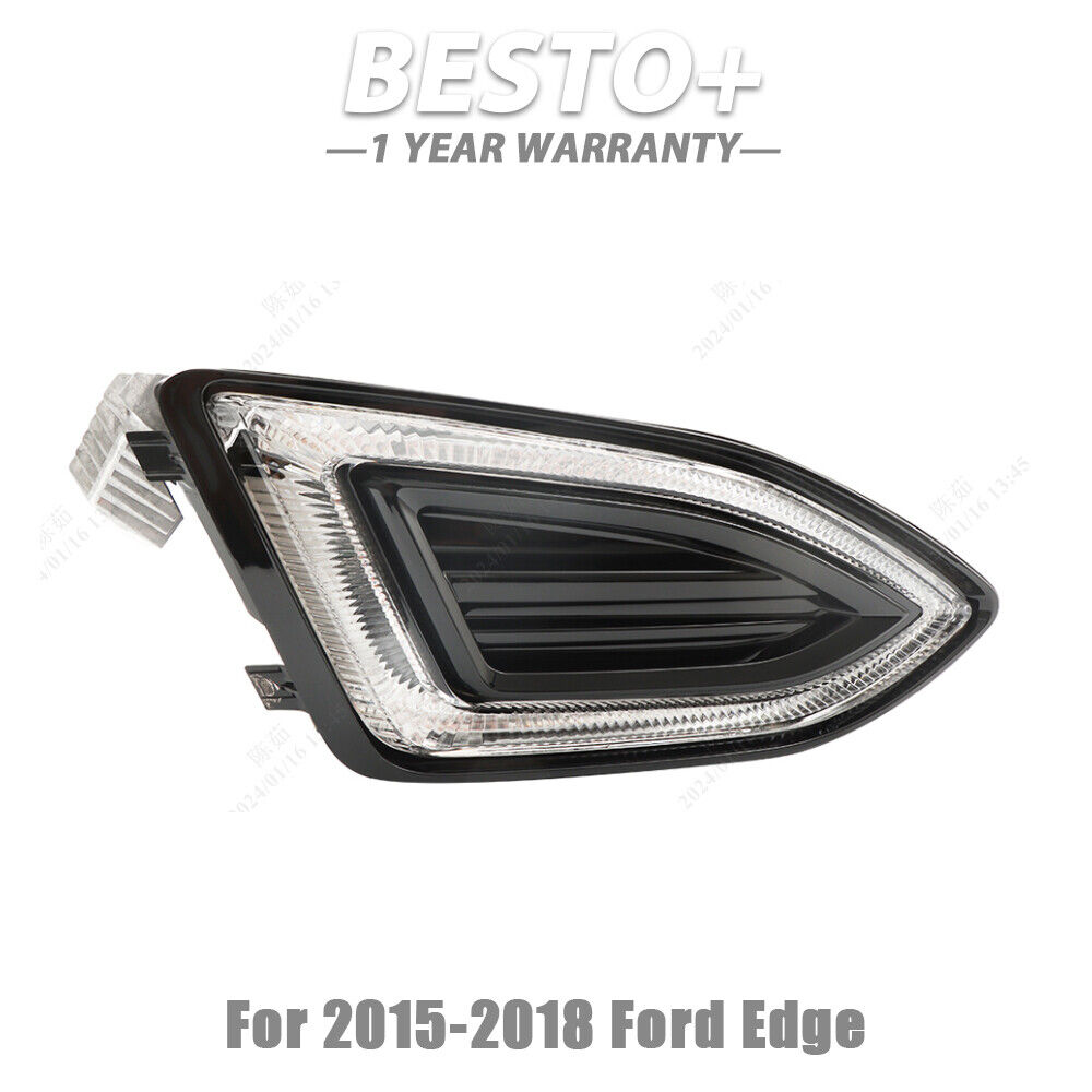 Fog Light LED DRL Bumper Driving Lamp Black Right Side For 2015-2018 Ford Edge