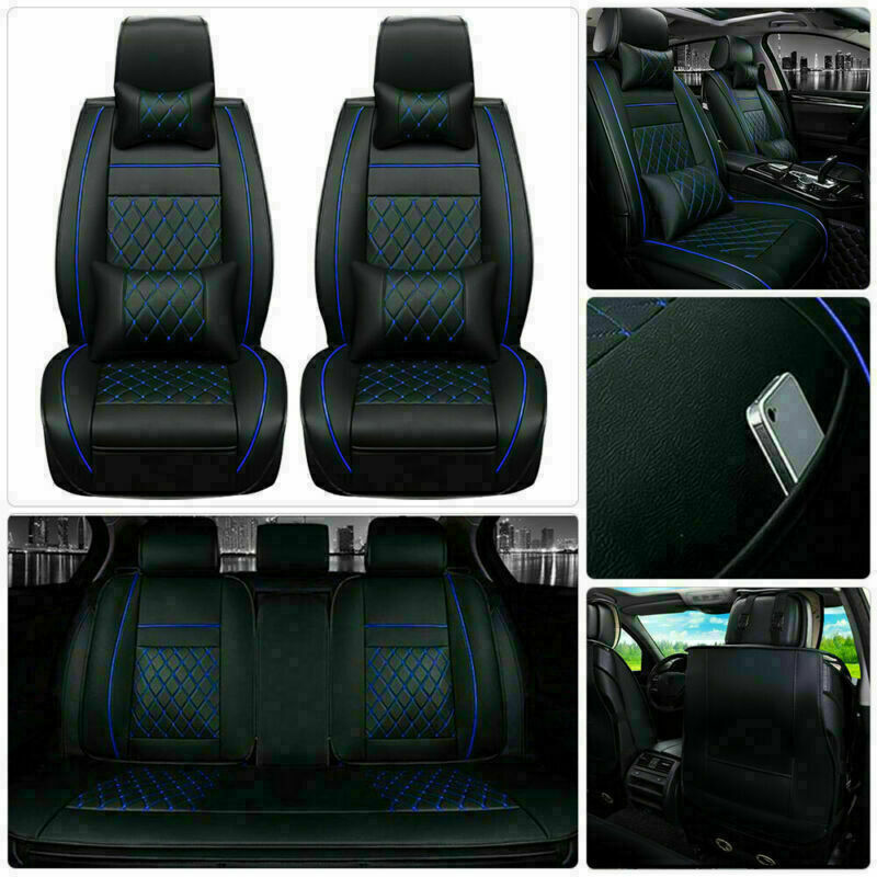 100% PU Leather Car Seat Covers Front & Rear Full Set for 5-Seats Car SUV Truck