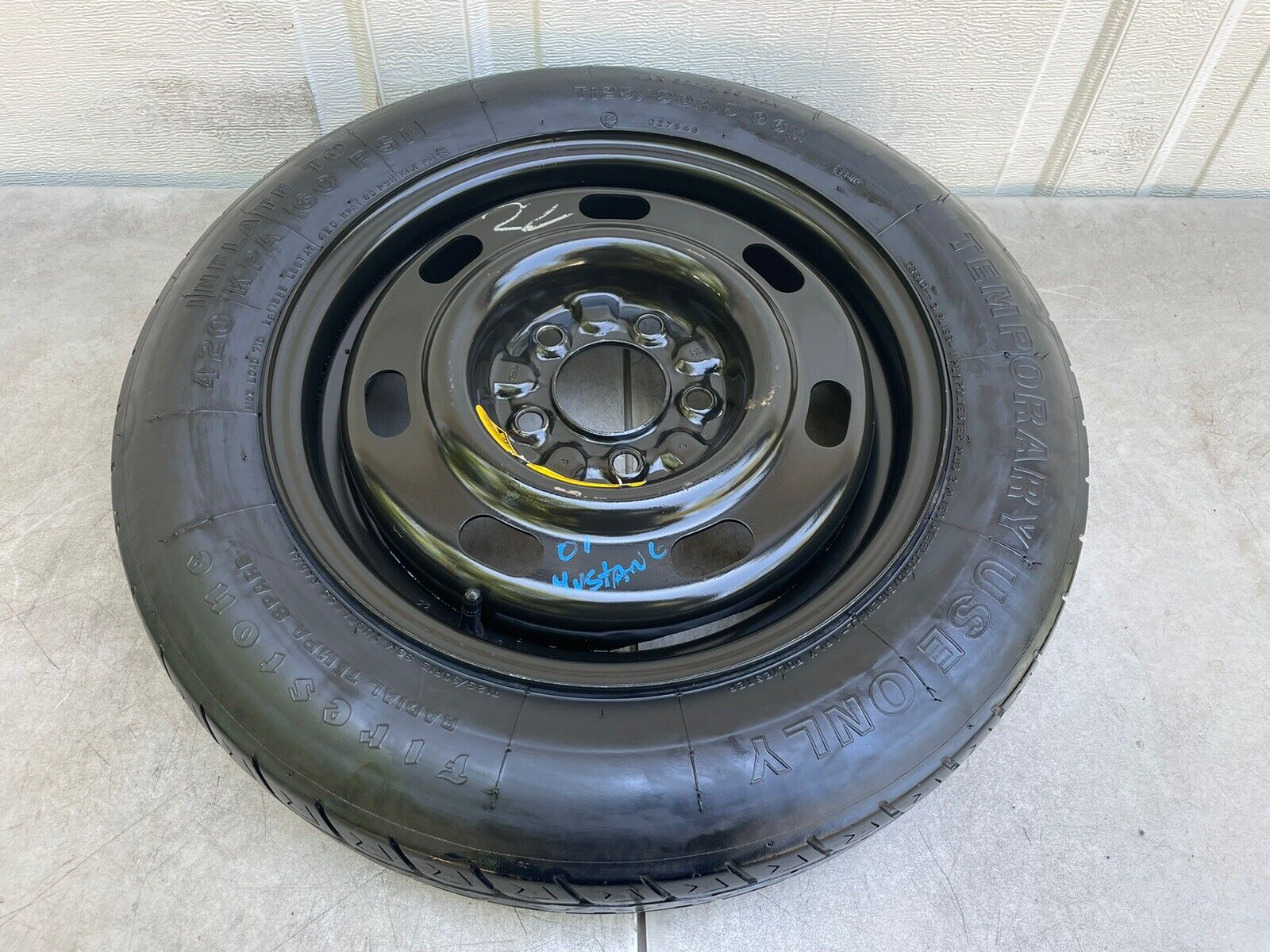 1996-2004 FORD MUSTANG EMERGENCY SPARE TIRE WHEEL COMPACT DONUT 125/90R15 OEM.