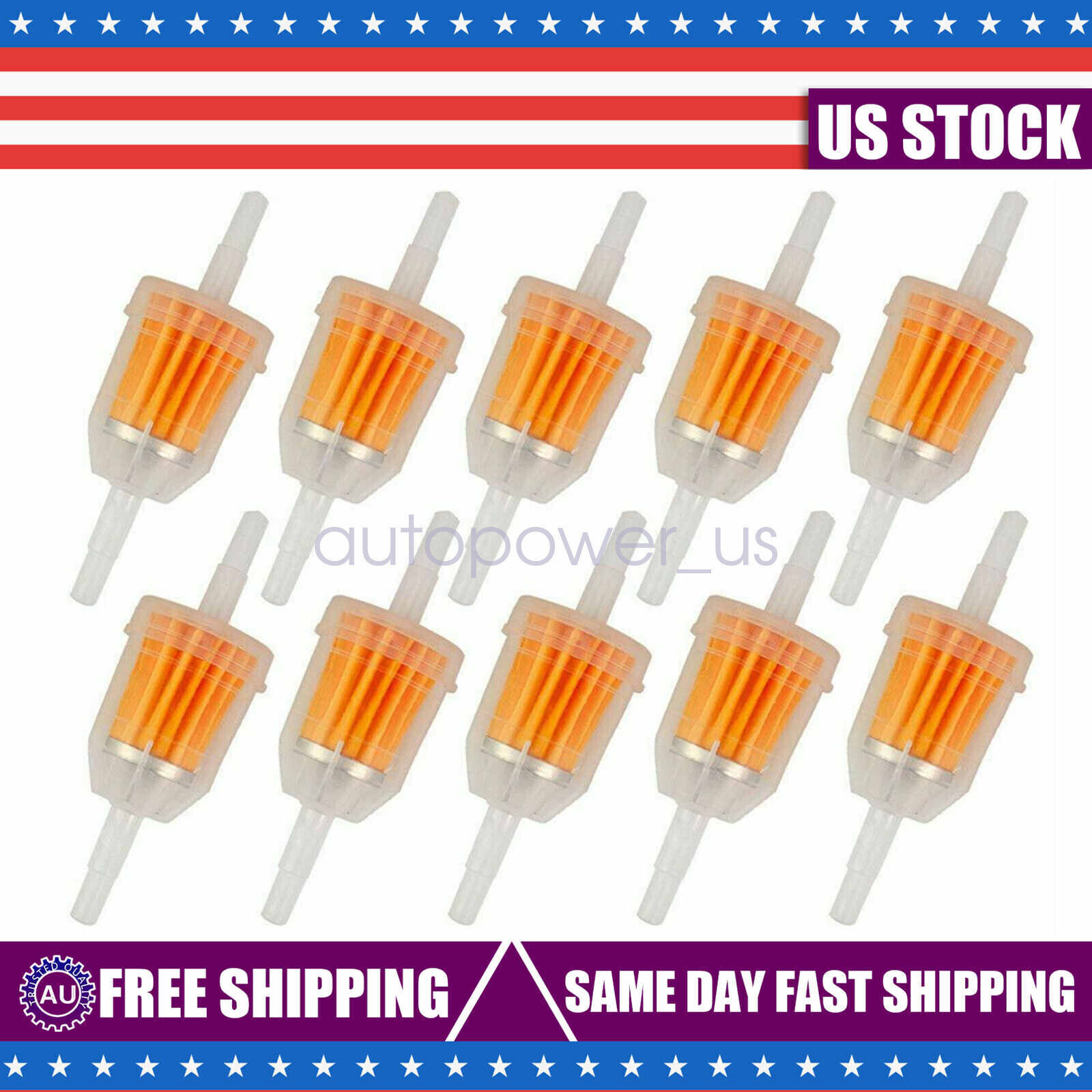 10PCS Motor Inline Gas Oil Fuel Filter Small Engine For 1/4\'\' 5/16\