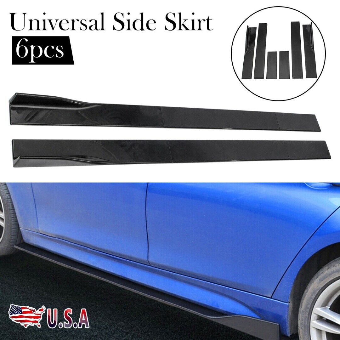 UNIVERSAL Car Side Skirt Extension Rocker Panel Splitters Lip Fit BMW Audi Honda