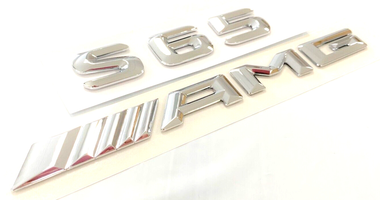 #1 CHROME S65+AMG FIT MERCEDES S65 REAR TRUNK EMBLEM BADGE NAMEPLATE DECAL