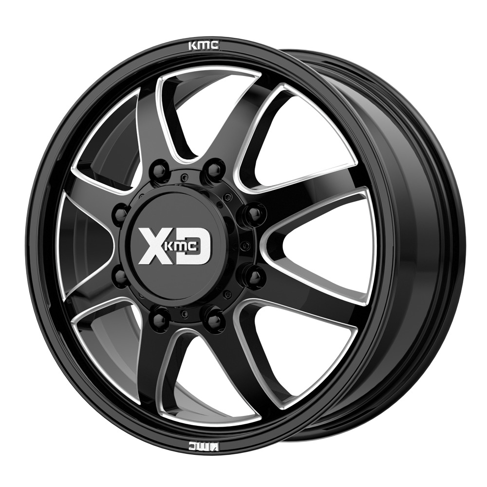 22x8.25 XD XD845 PIKE DUALLY Gloss Black Milled - Front Wheel 8X6.5 (105mm)