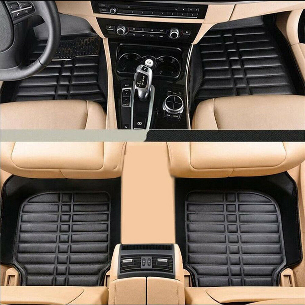 Auto Floor Mats for Rubber Liners Black Heavy Duty All Weather for Car 5pcs Set