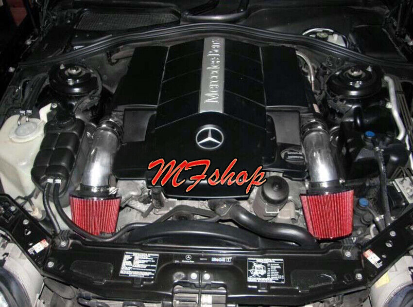 Black Red Dual Air Intake Kit For 1999-2005 Mercedes Benz S320 3.2L V6 W220
