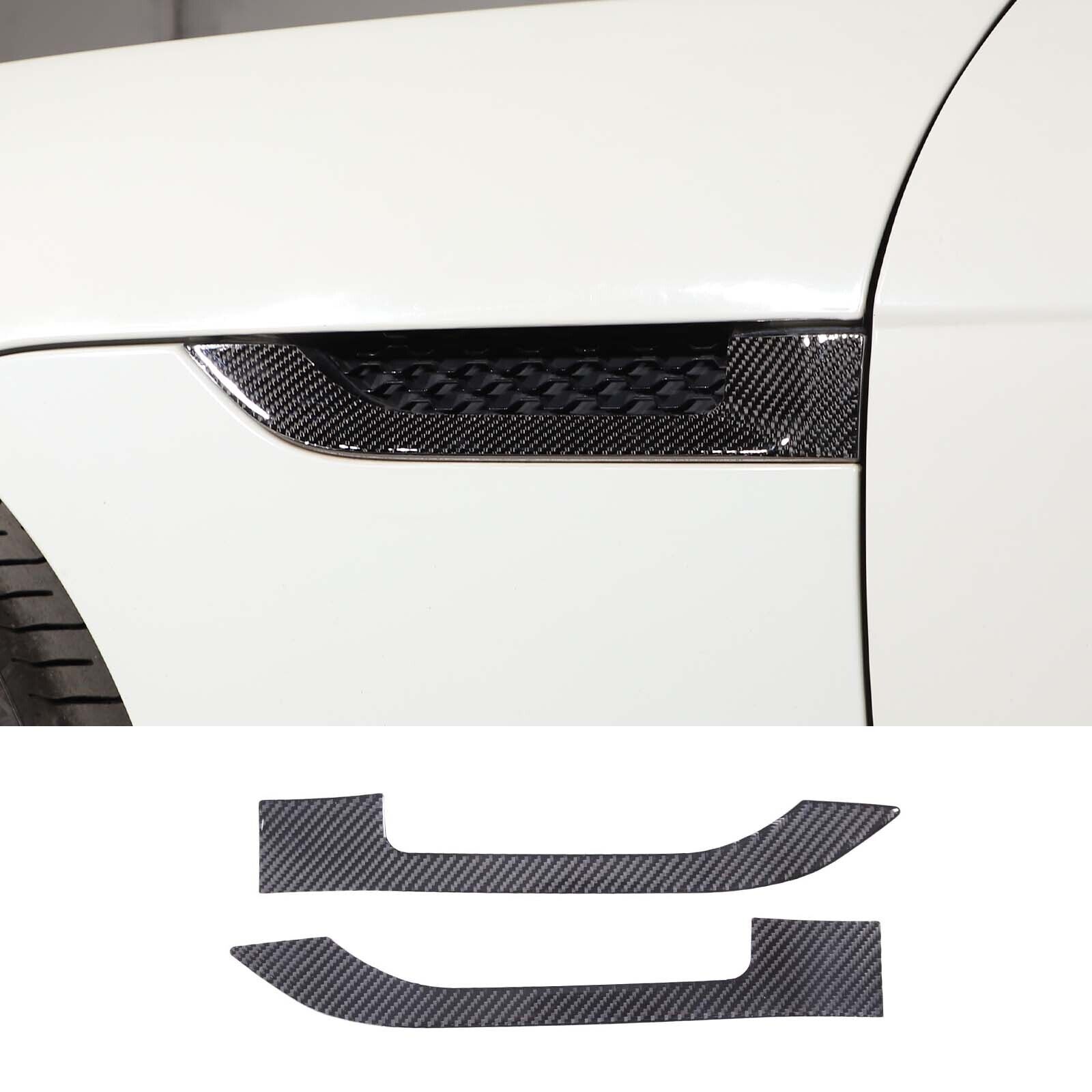 Black Carbon Fiber Side Fender air Vent Cover Trim For Jaguar F-TYPE 2013-2022