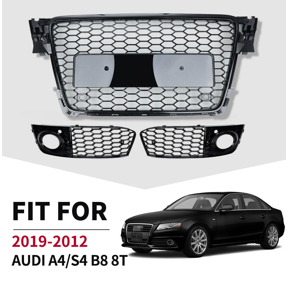 09-12 For Audi A4 S4 RS4 B8 Front Henycomb grille Bumper Grill +fog lamp cover