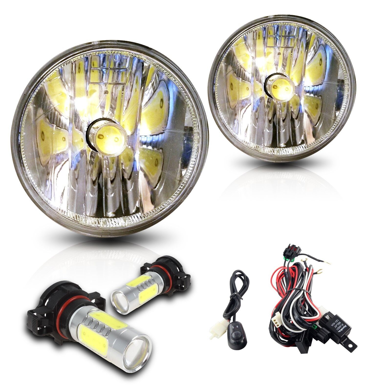 For Pontiac 08-09 G8 & 2010 G6 Lights w/Wiring Kit & COB LED Bulbs - Clear