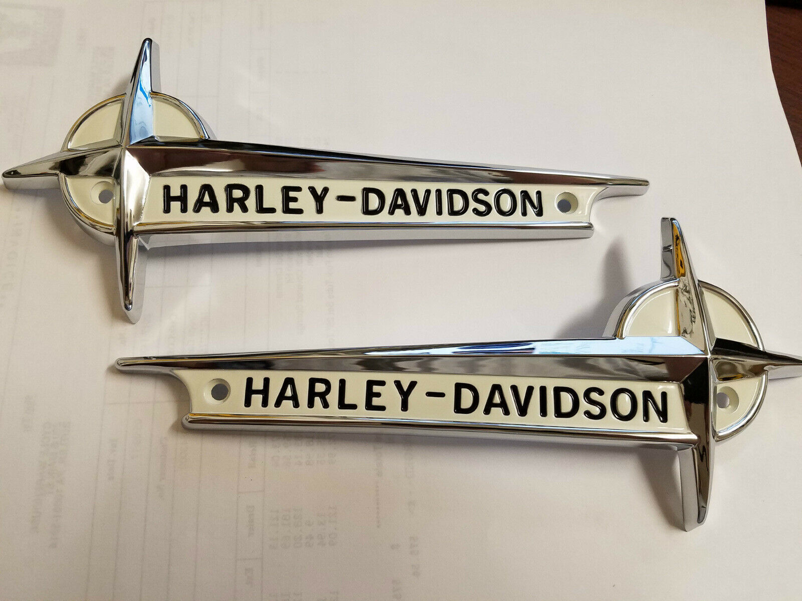 Gas Tank Emblems Badges Harley Panhead 1961-62 Chrome OEM Softail Touring Dyna