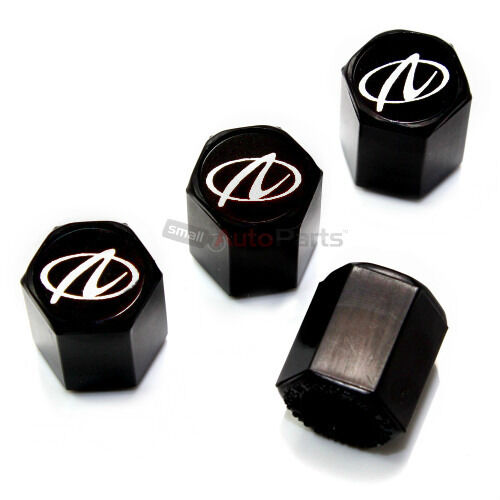 (4) Oldsmobile Aurora Silver Logo Black Tire/Wheel Air Stem Valve CAPS Covers