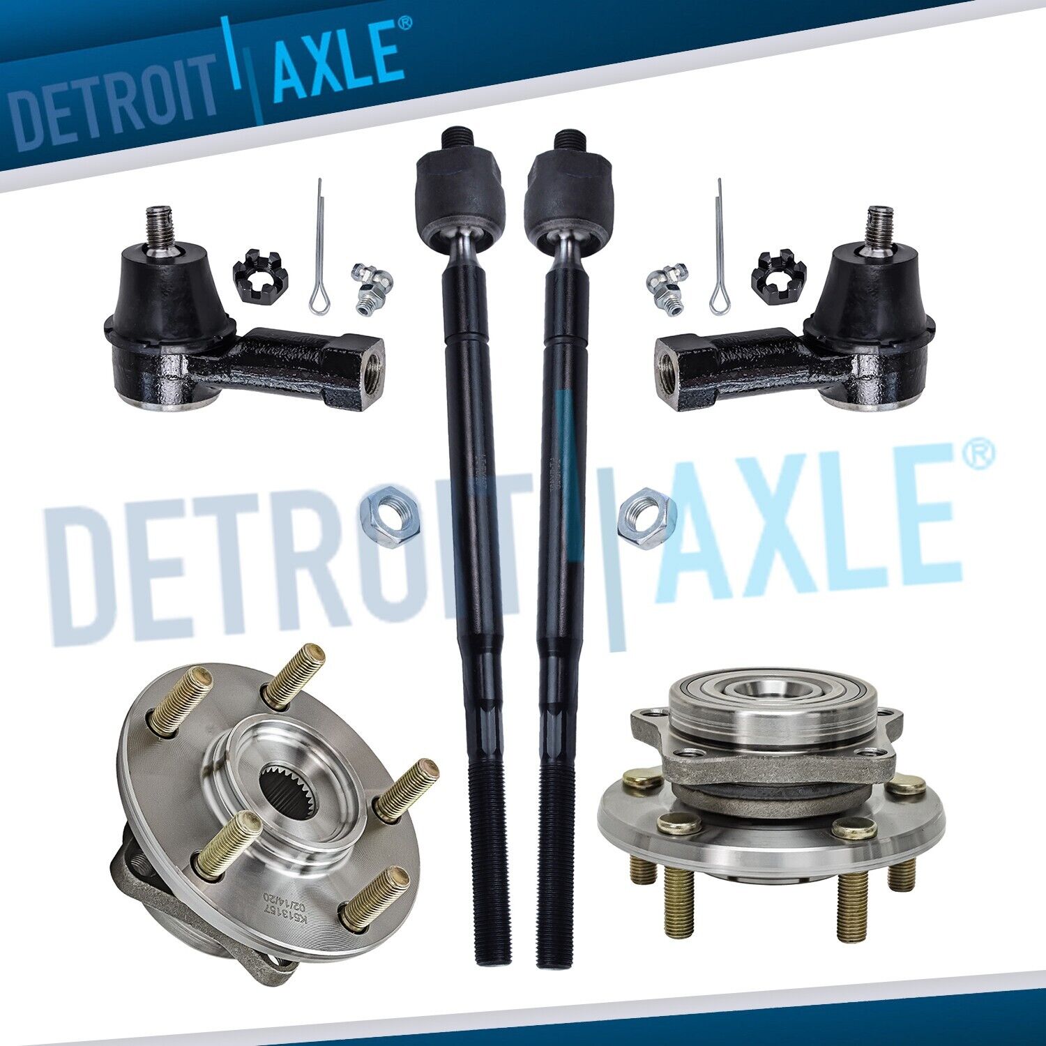 Front Wheel Hub and Bearing + 2 Outer & 2 Inner Tie Rods for Galant 2 Door Coupe